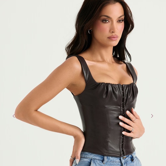 House of CB Dark Brown James vegan Leather corset top size medium - Picture 7 of 7
